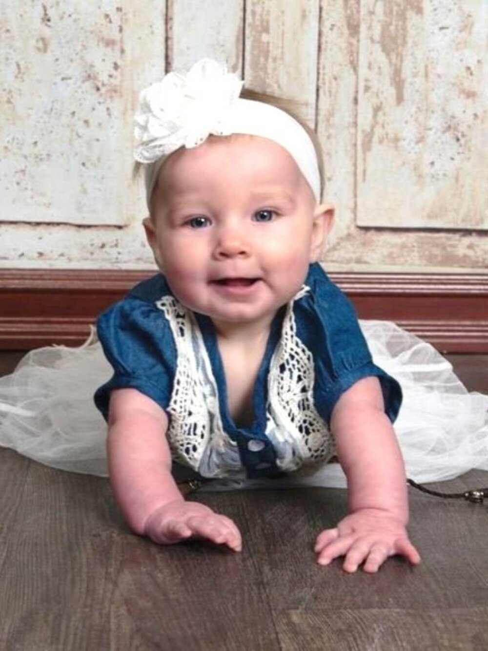 Baby Western Denim Party Dress with White Tulle Skirt & Headband